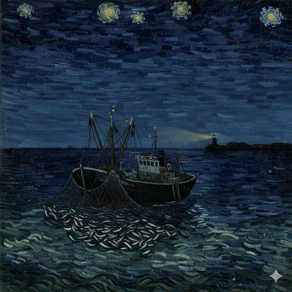 Fishing at Starry Night